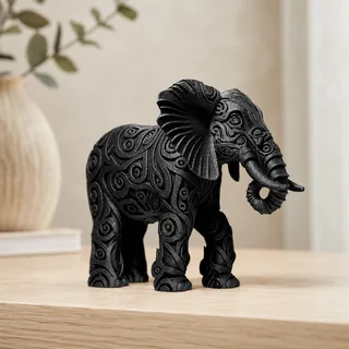 Escultura Elefante con Grabados 15 cm